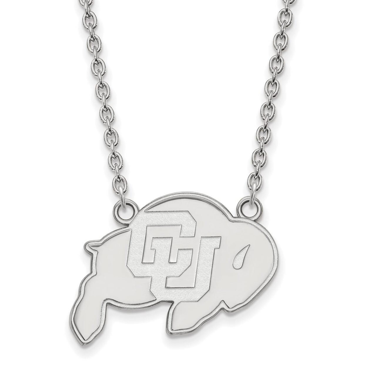 University of Colorado Large Pendant with Chain Necklace 10k White Gold 1W012UCO-18