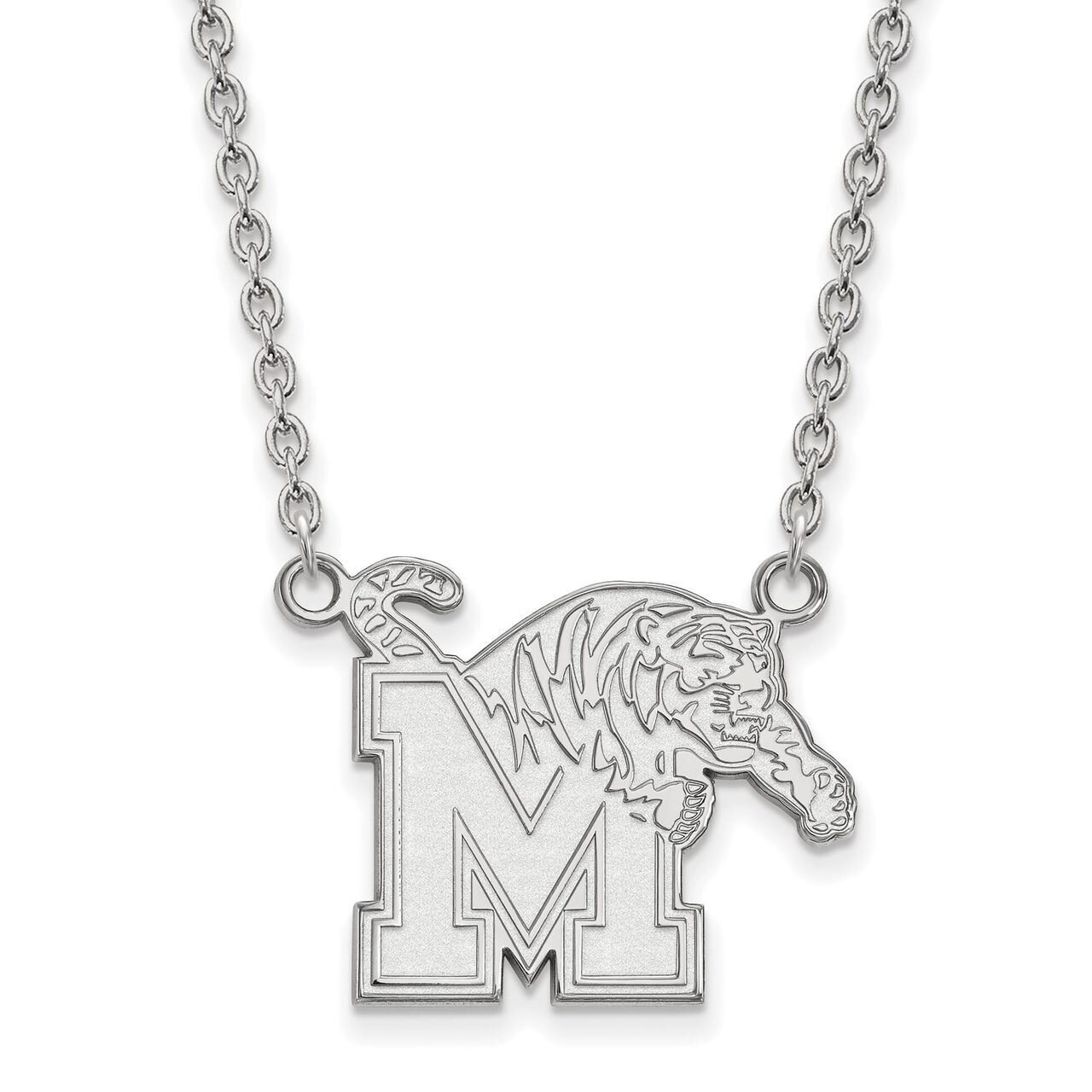 University of Memphis Large Pendant with Chain Necklace 10k White Gold 1W012UMP-18, MPN: 1W012UMP-1…