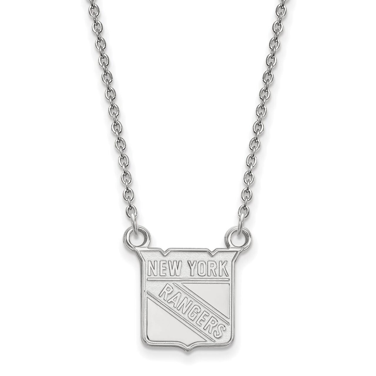 New York Rangers Small Pendant with Chain Necklace 10k White Gold 1W013RNG-18, MPN: 1W013RNG-18, 88…