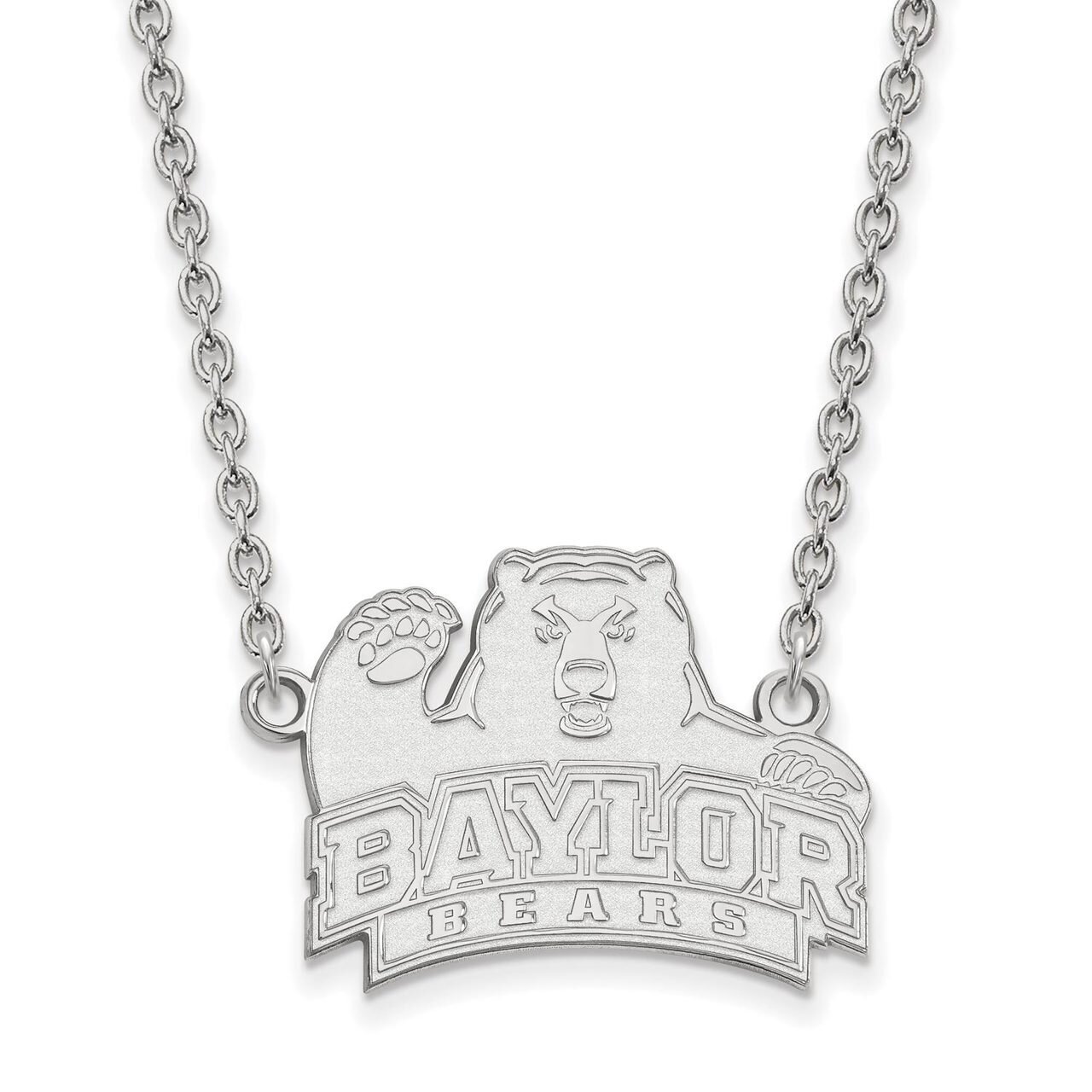 Baylor University Large Pendant with Chain Necklace 10k White Gold 1W014BU-18