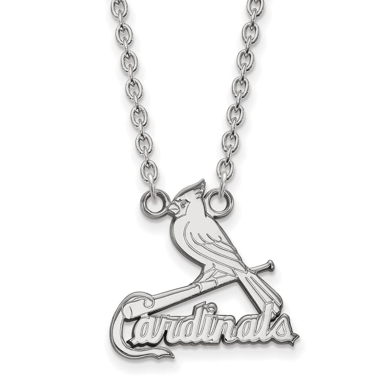 Saint Louis Cardinals Large Pendant with Chain Necklace 10k White Gold 1W014CRD-18