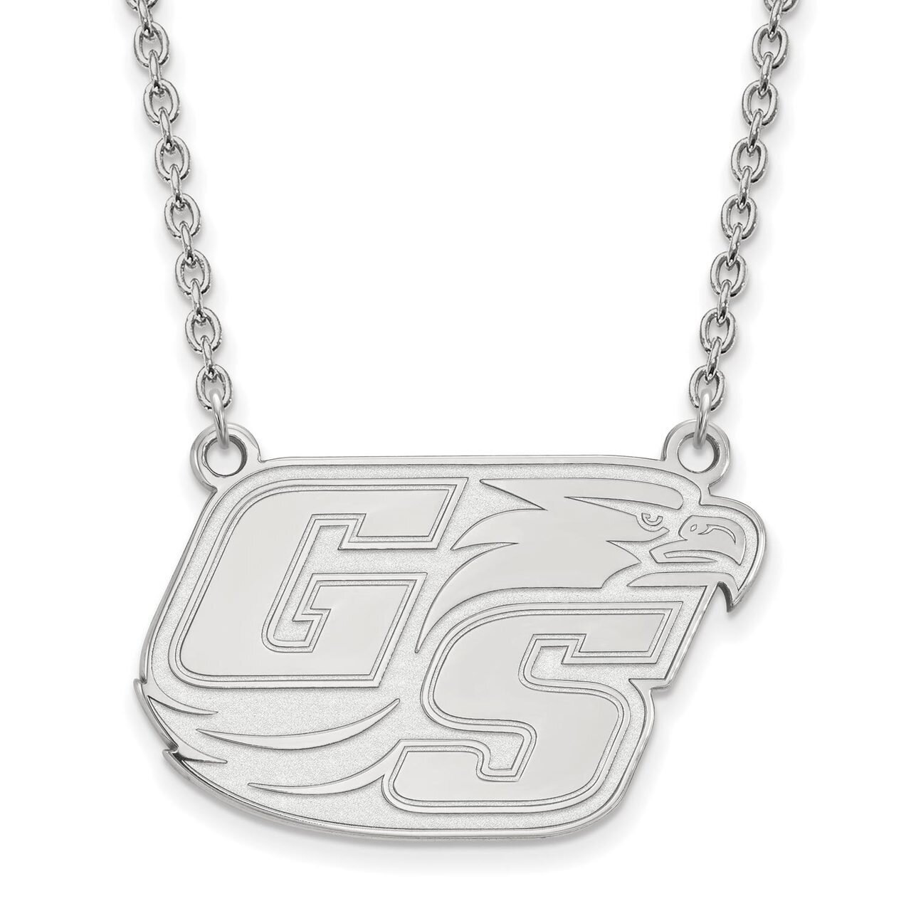 Georgia Southern University Large Pendant with Chain Necklace 10k White Gold 1W014GSU-18