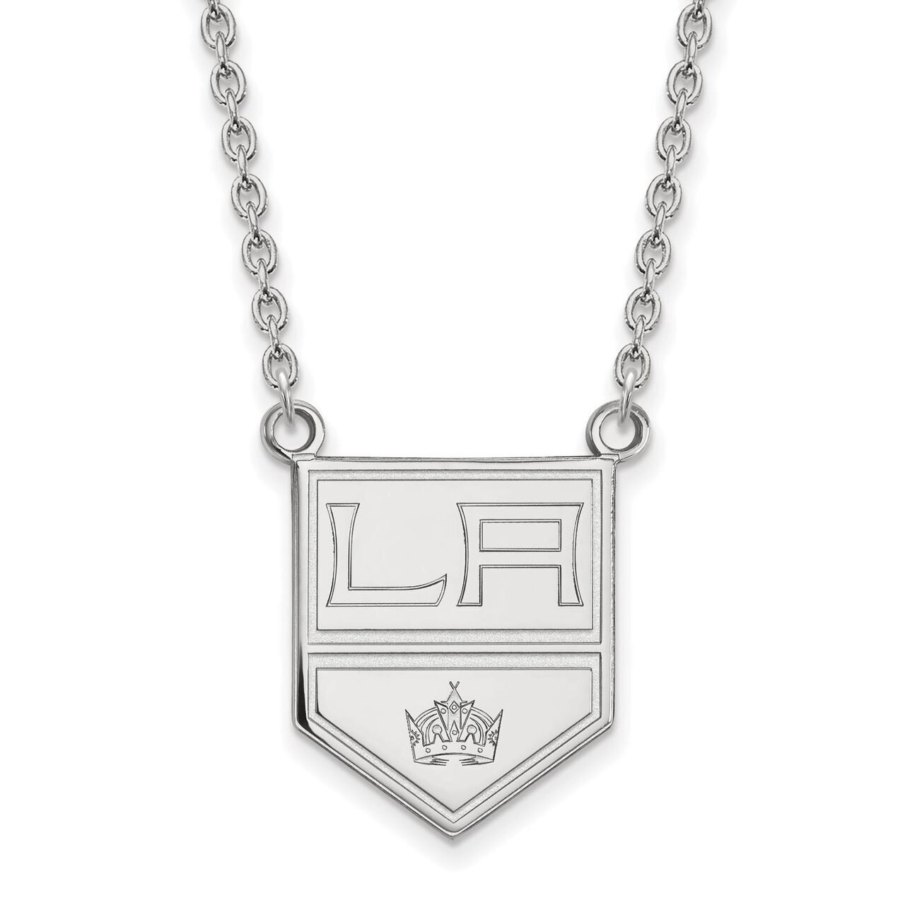 Los Angeles Kings Large Pendant with Chain Necklace 10k White Gold 1W014KIN-18