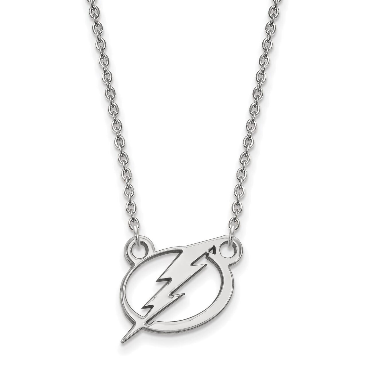 Tampa Bay Ligtning Small Pendant with Chain Necklace 10k White Gold 1W015LIG-18