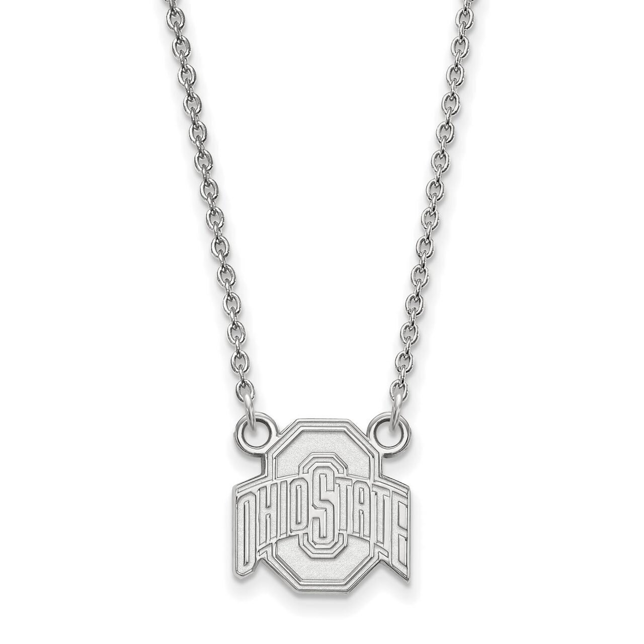 Ohio State University Small Pendant with Chain Necklace 10k White Gold 1W015OSU-18, MPN: 1W015OSU-1…