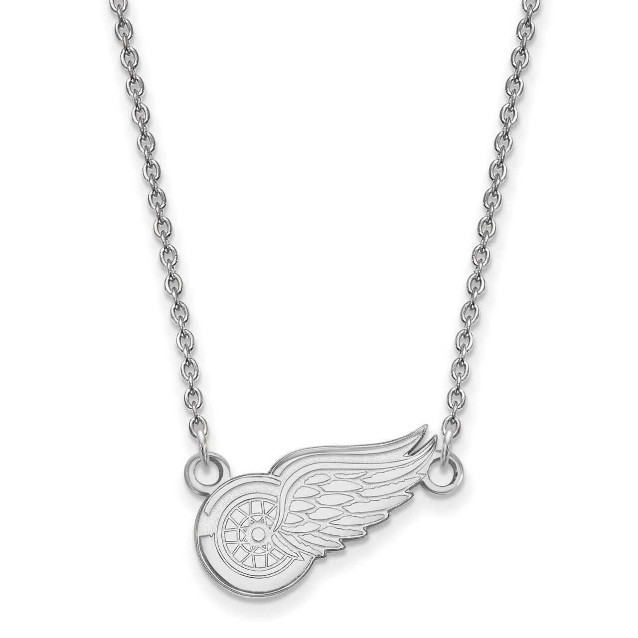 Detroit Red Wings Small Pendant with Chain Necklace 10k White Gold 1W015RWI-18