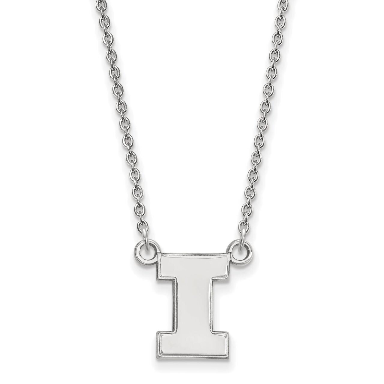 University of Illinois Small Pendant with Chain Necklace 10k White Gold 1W015UIL-18
