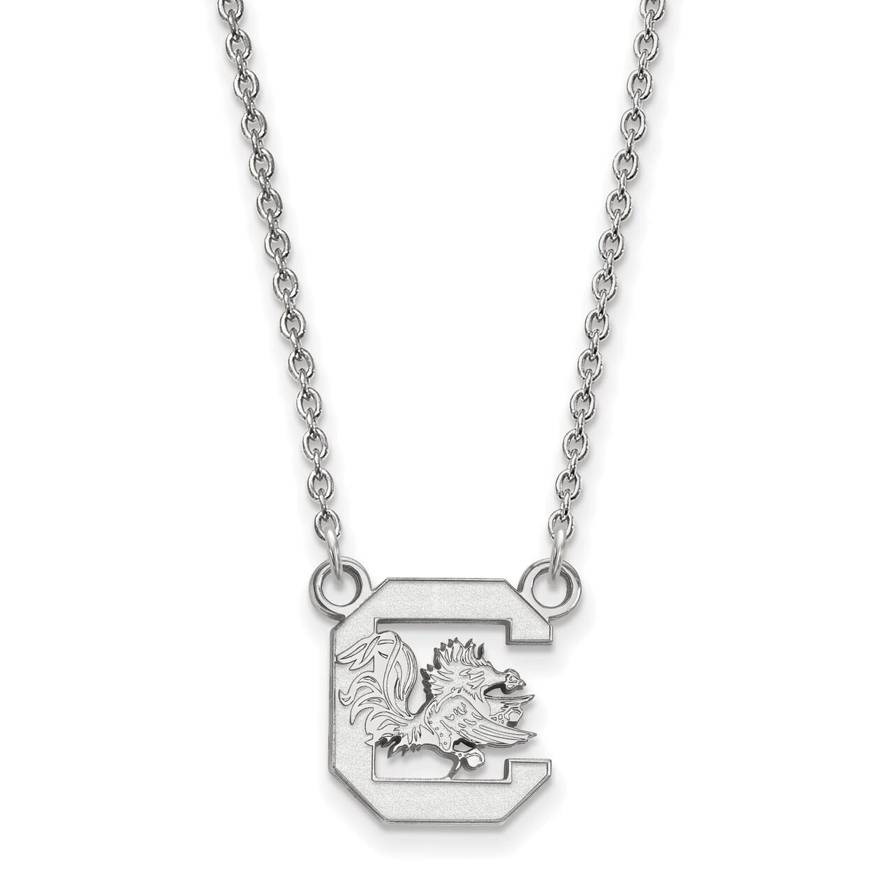 University of South Carolina Small Pendant with Chain Necklace 10k White Gold 1W015USO-18