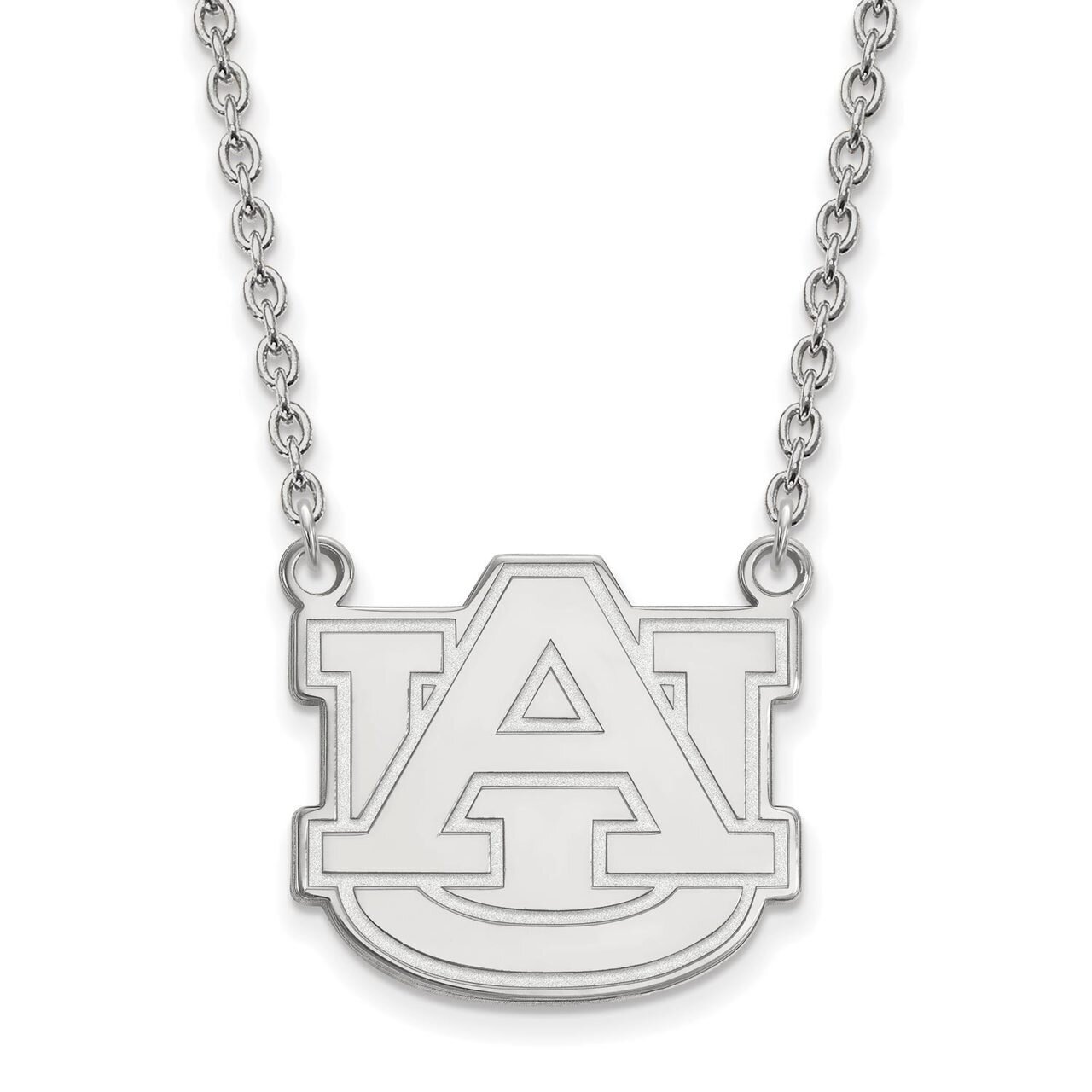 Auburn University Large Pendant with Chain Necklace 10k White Gold 1W016AU-18