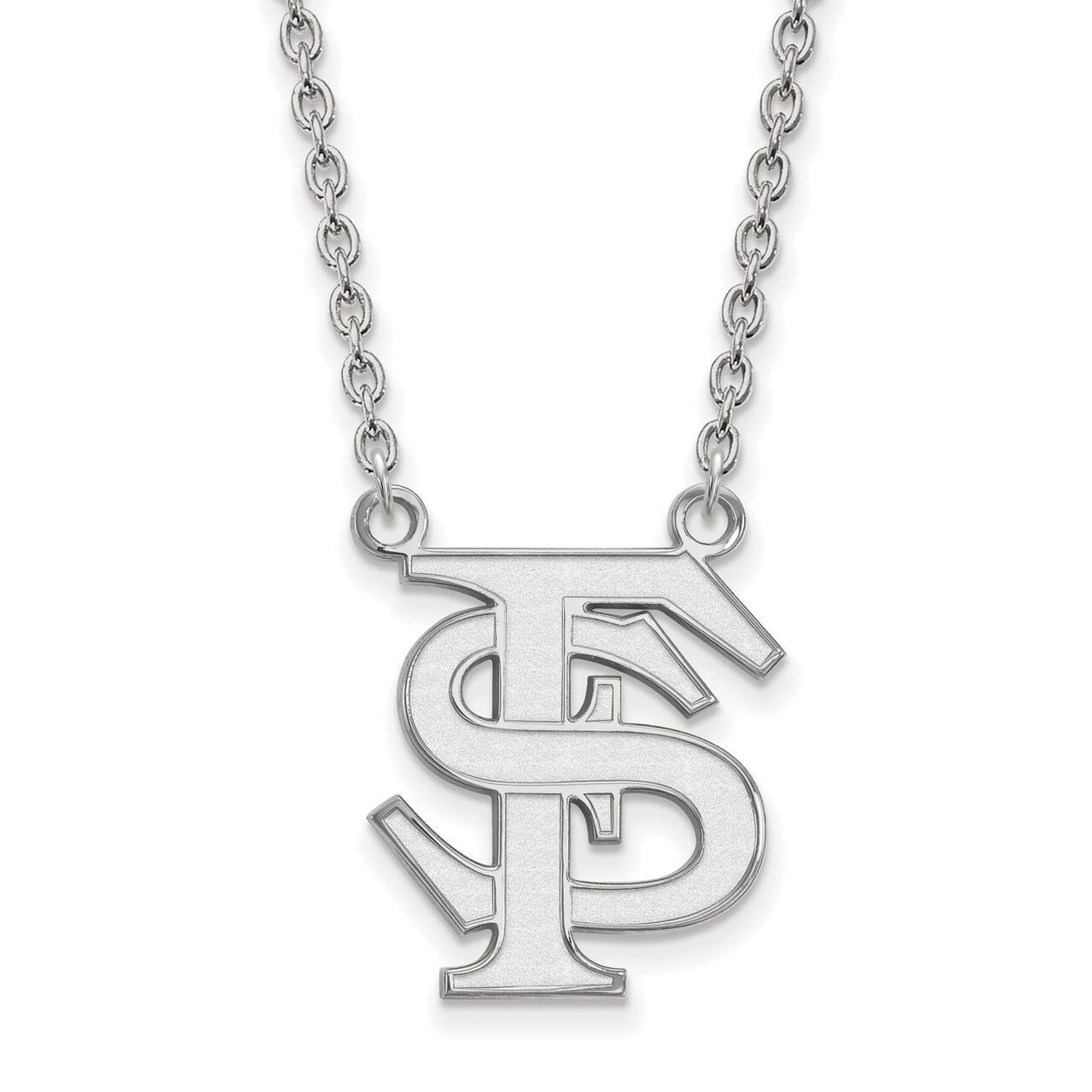 Florida State University Large Pendant with Chain Necklace 10k White Gold 1W016FSU-18