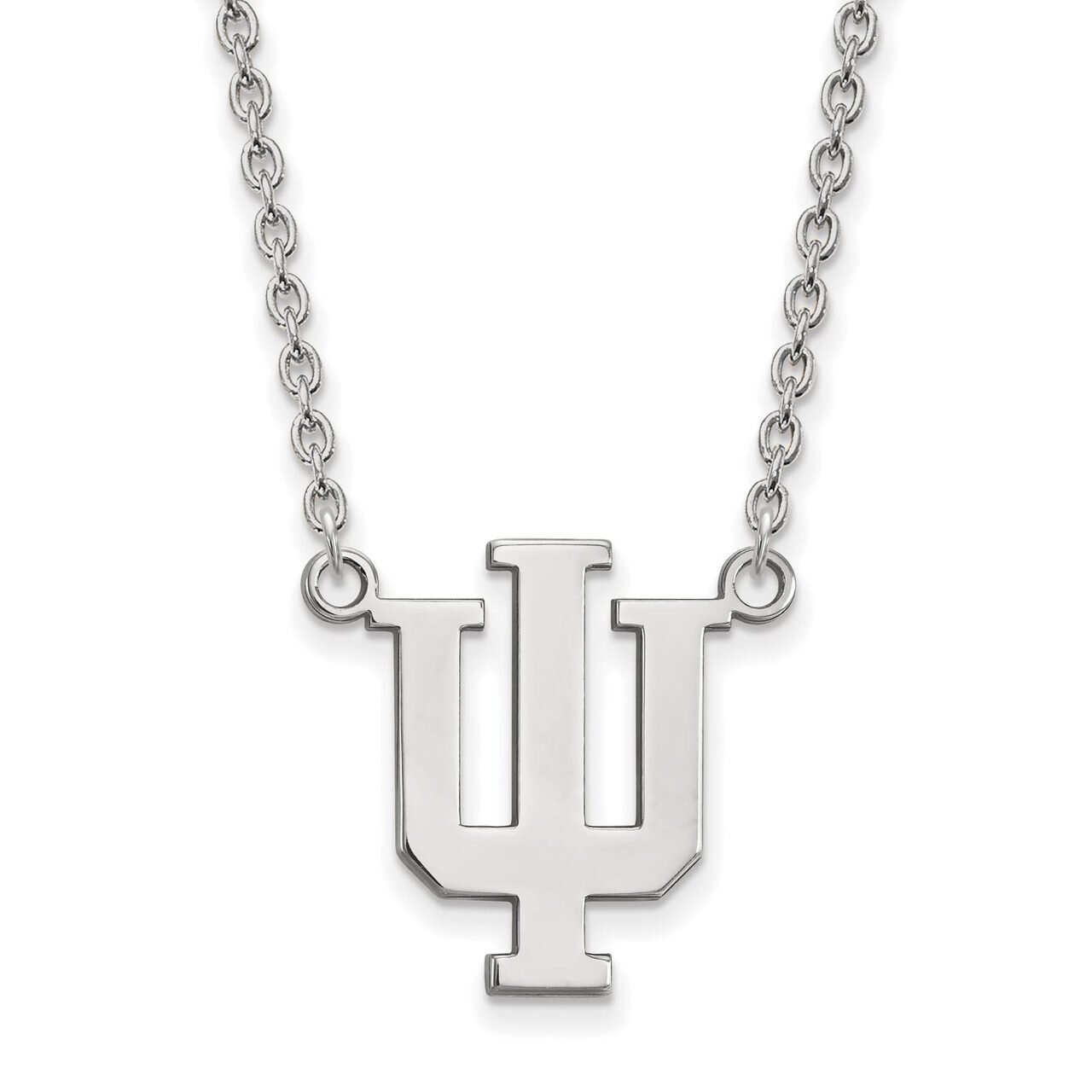 Indiana University Large Pendant with Chain Necklace 10k White Gold 1W016IU-18
