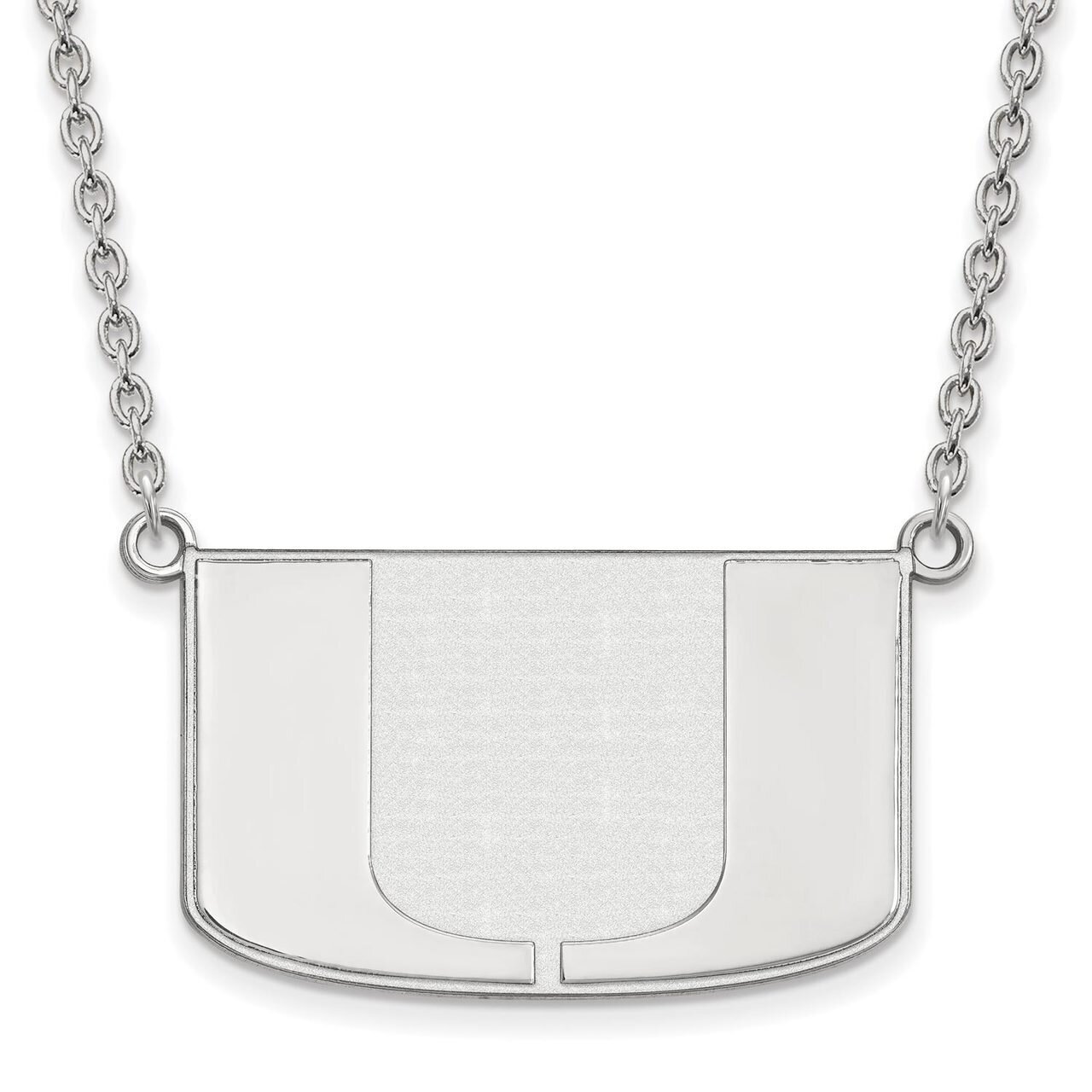 University of Miami Large Pendant with Chain Necklace 10k White Gold 1W016UMF-18