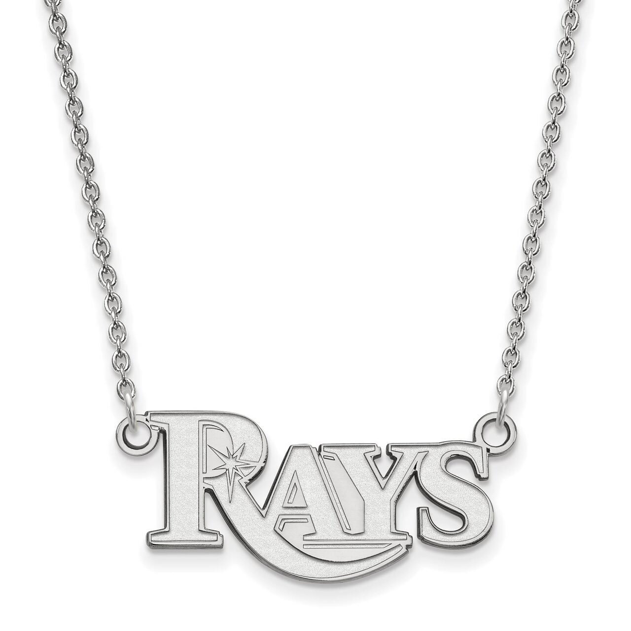 Tampa Bay Rays Small Pendant with Chain Necklace 10k White Gold 1W018DEV-18