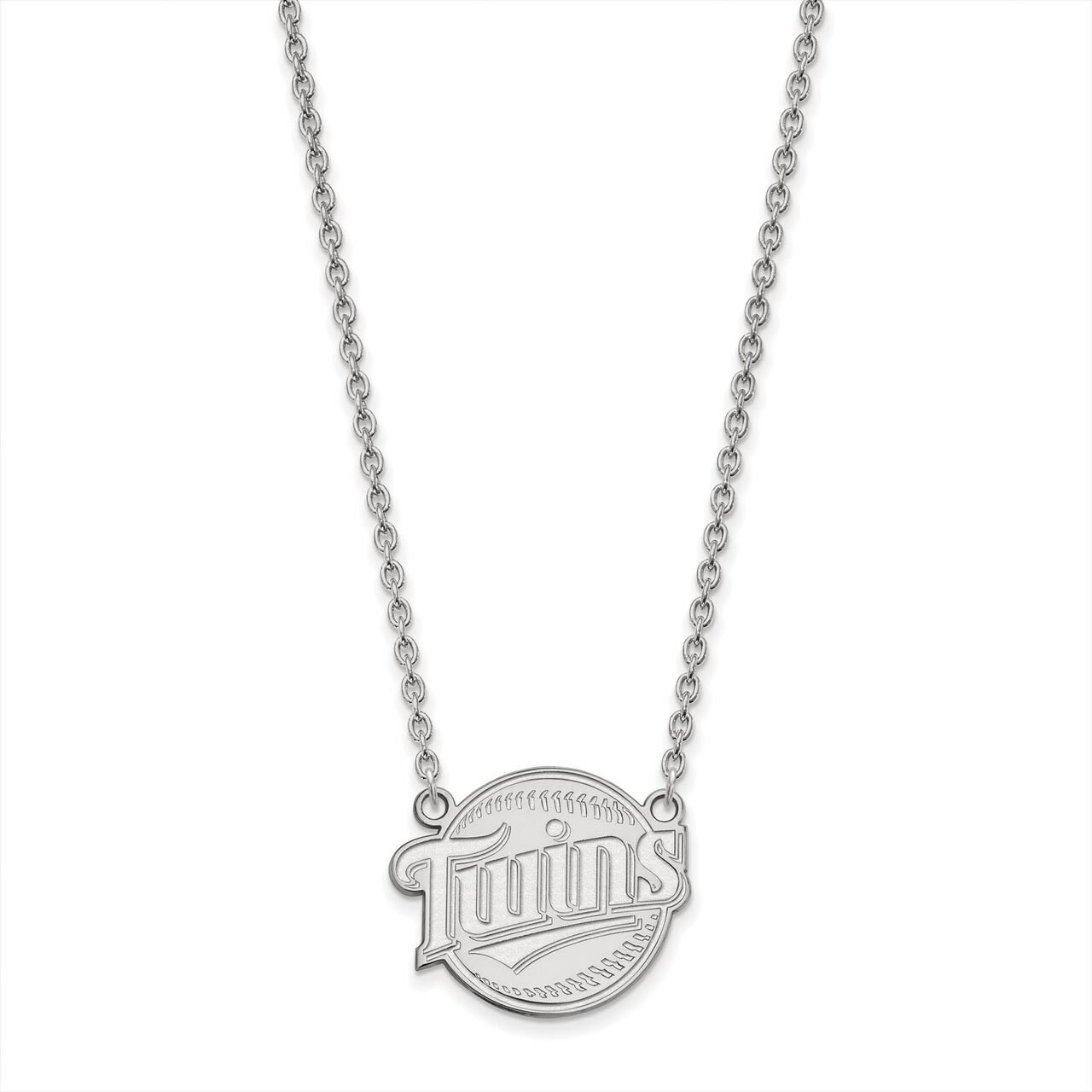 Minnesota Twins Large Pendant with Chain Necklace 10k White Gold 1W023TWN-18