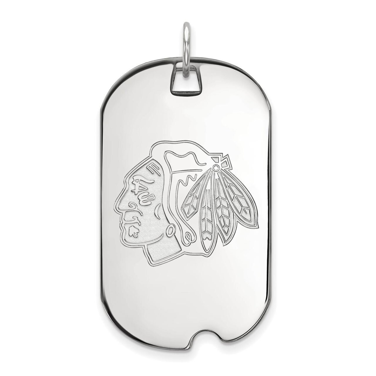 Chicago Blackhawks Large Dog Tag 10k White Gold 1W025BLA, MPN: 1W025BLA, 886774734040
