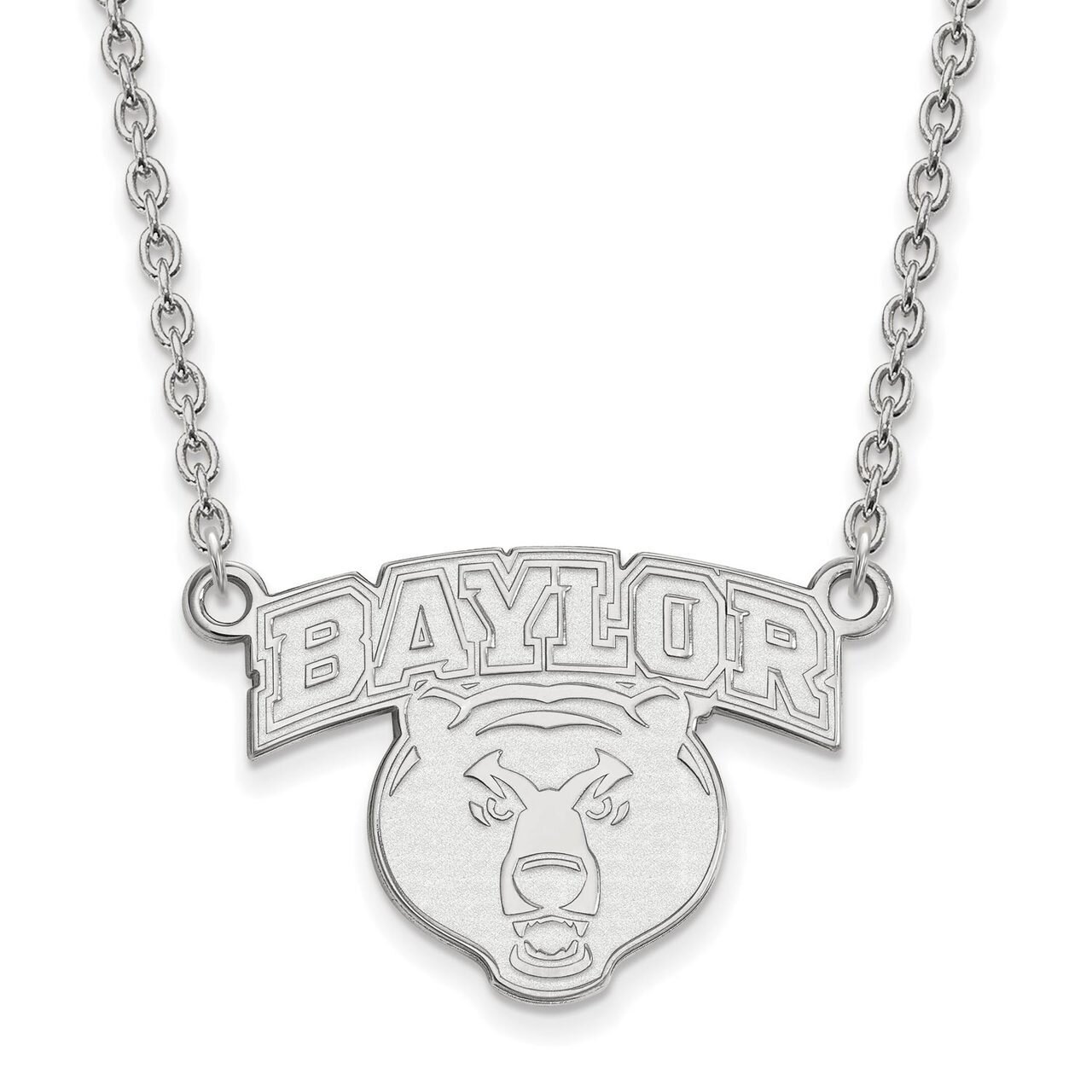 Baylor University Large Pendant with Chain Necklace 10k White Gold 1W031BU-18