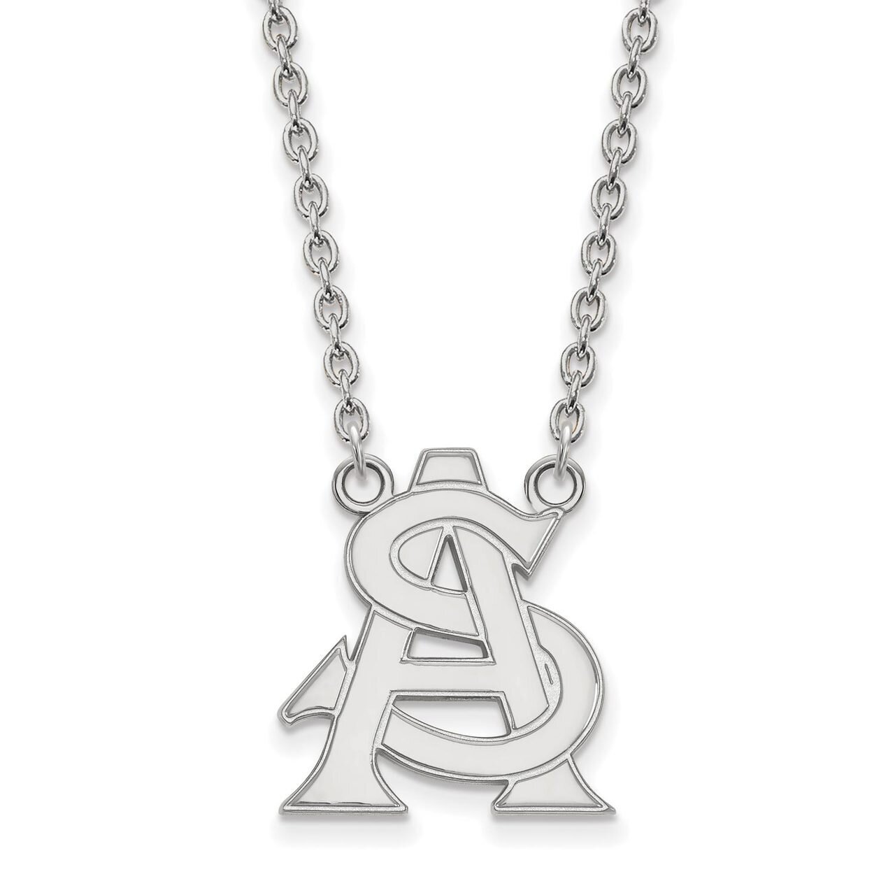 Arizona State University Large Pendant with Chain Necklace 10k White Gold 1W033AZS-18