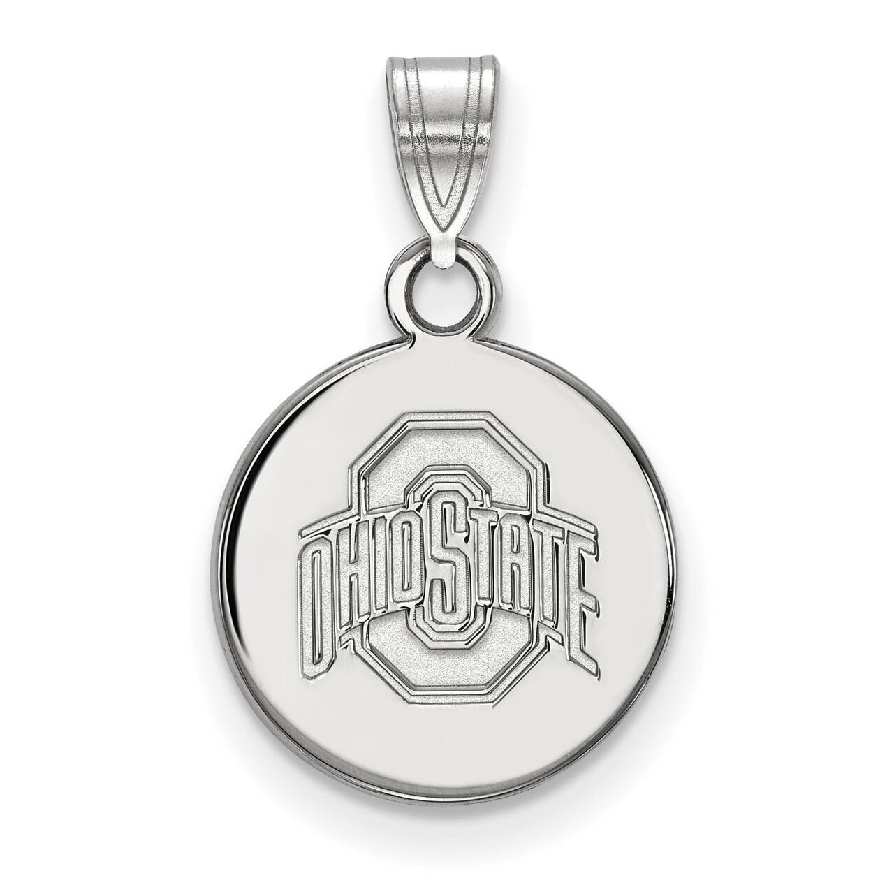 Ohio State University Small Disc Pendant 10k White Gold 1W038OSU