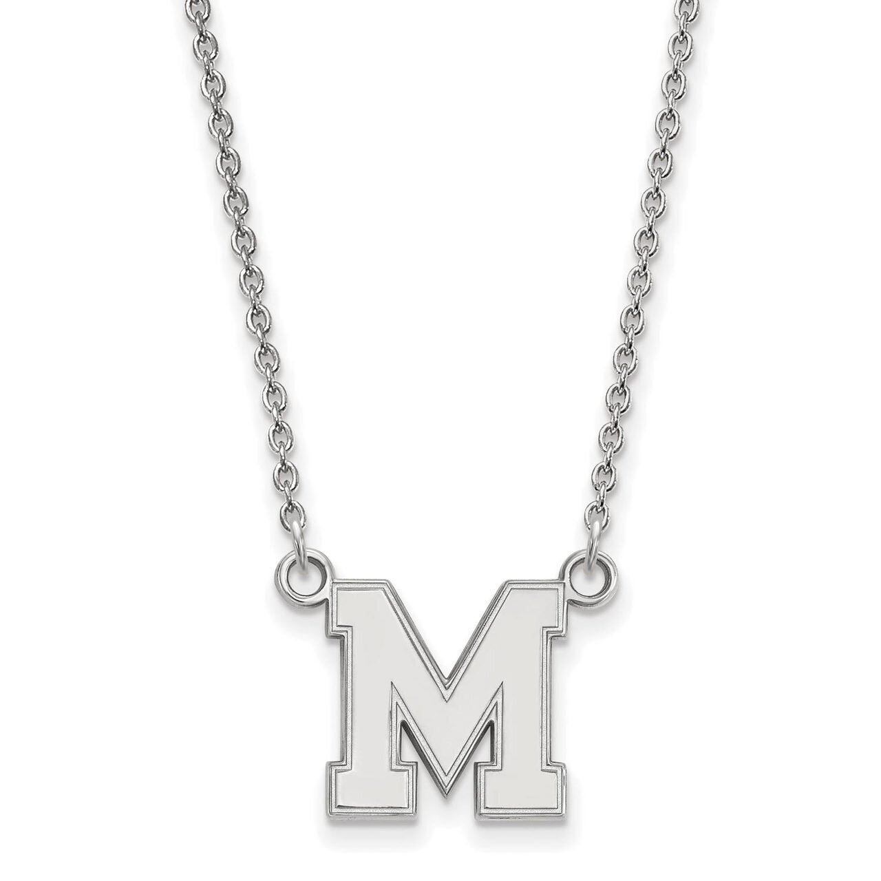 University of Memphis Small Pendant with Chain Necklace 10k White Gold 1W038UMP-18