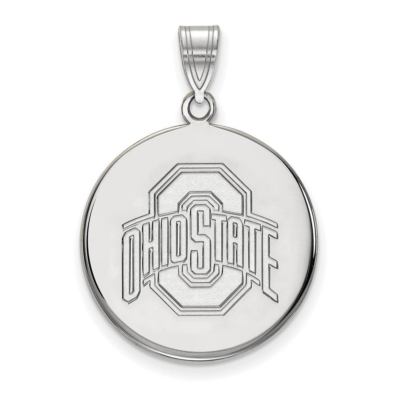 Ohio State University Large Disc Pendant 10k White Gold 1W042OSU