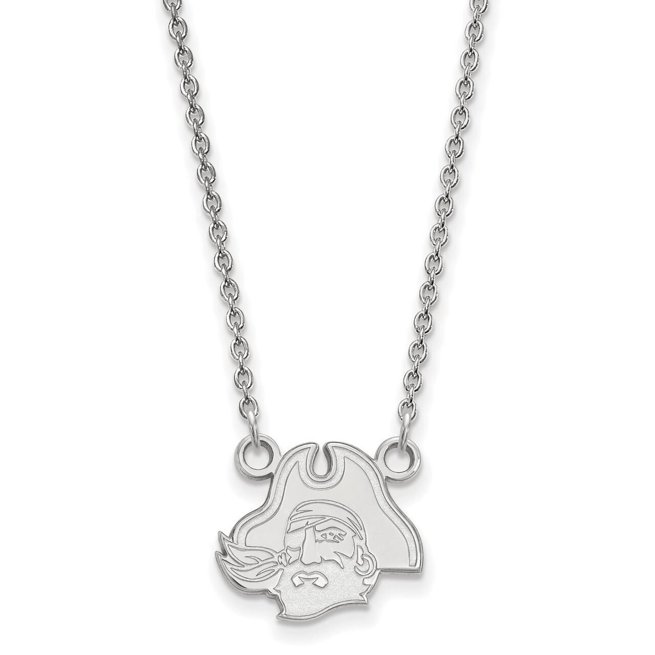 East Carolina University Small Pendant with Chain Necklace 10k White Gold 1W048ECU-18, MPN: 1W048EC…