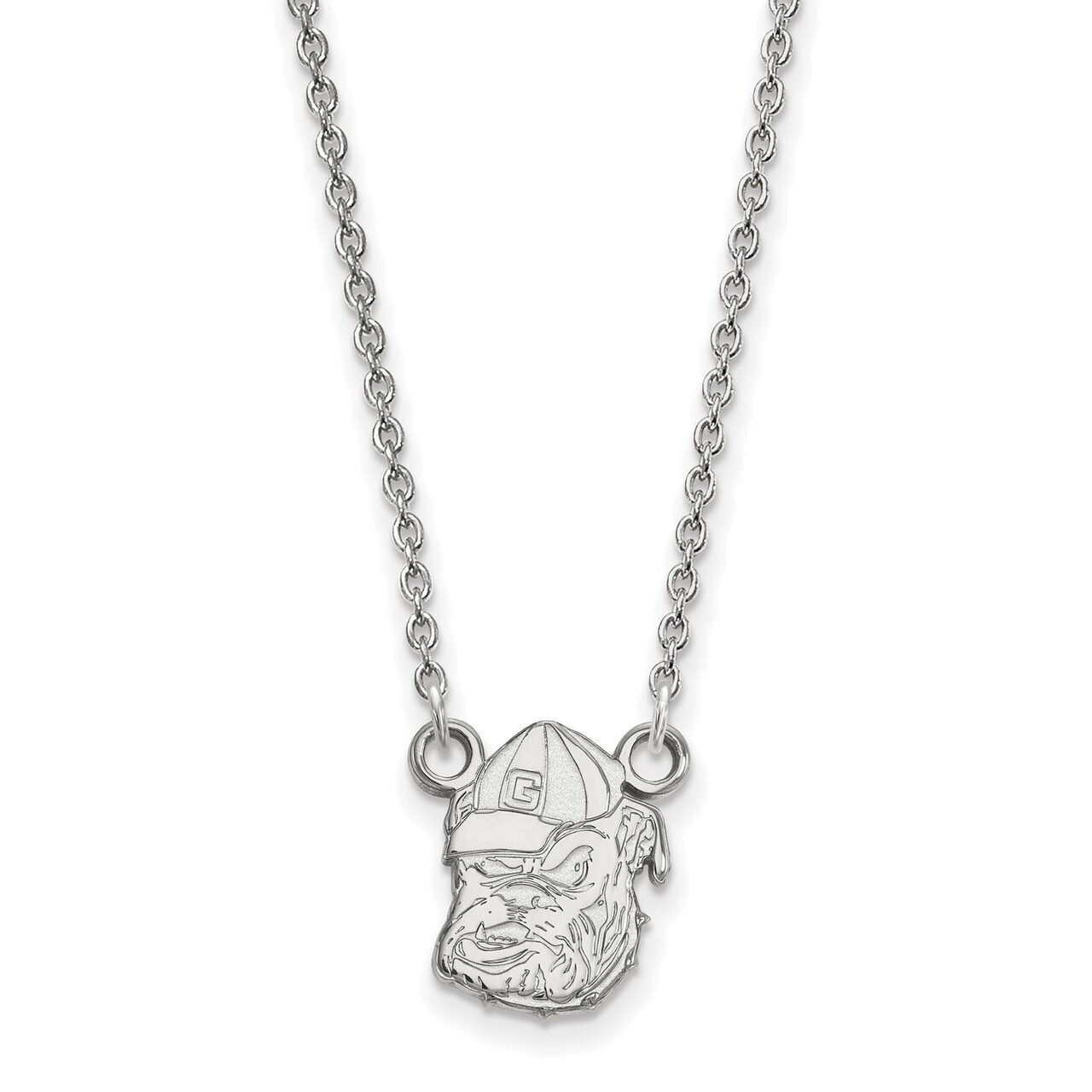 University of Georgia Small Pendant with Chain Necklace 10k White Gold 1W054UGA-18