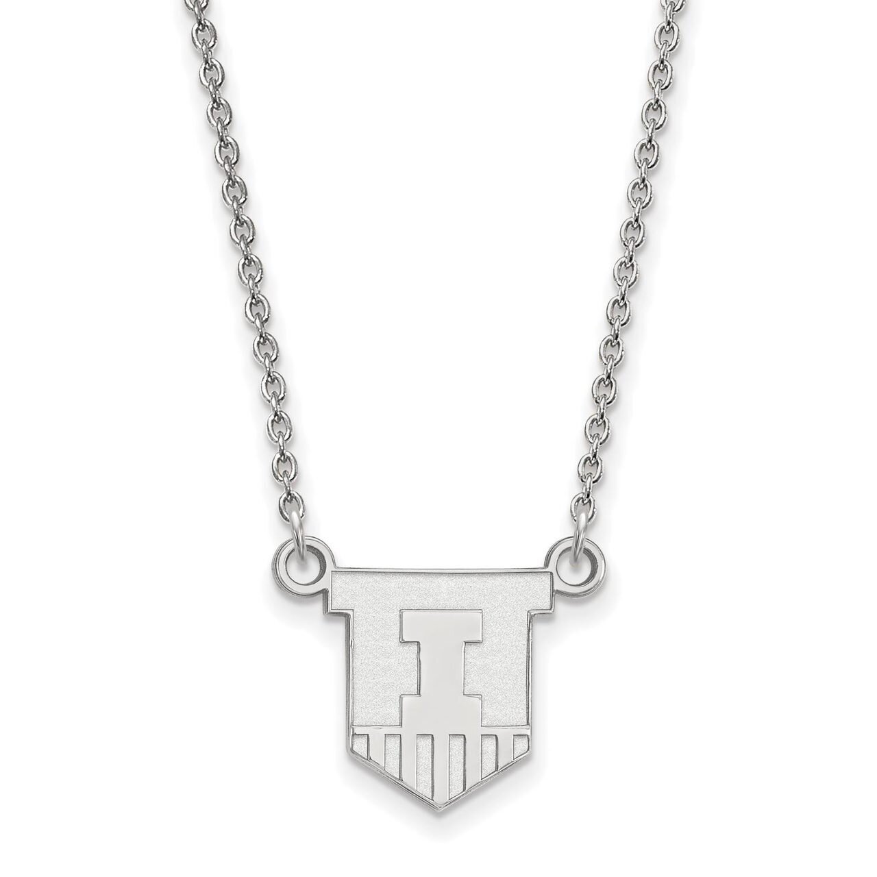 University of Illinois Small Pendant with Chain Necklace 10k White Gold 1W054UIL-18