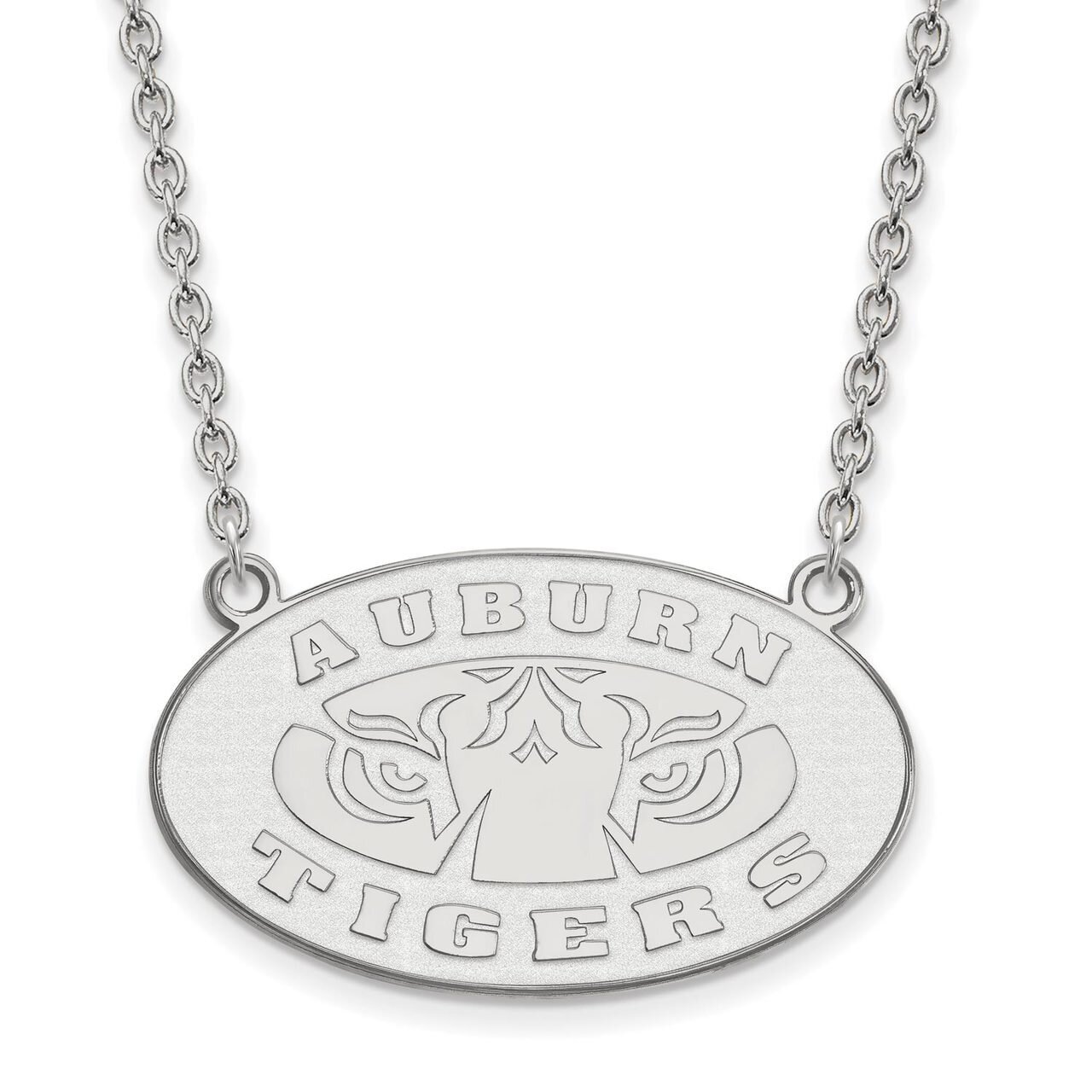 Auburn University Large Pendant with Chain Necklace 10k White Gold 1W055AU-18