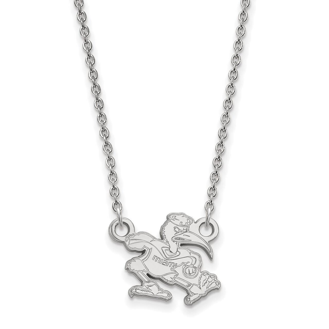 University of Miami Small Pendant with Chain Necklace 10k White Gold 1W056UMF-18, MPN: 1W056UMF-18,…