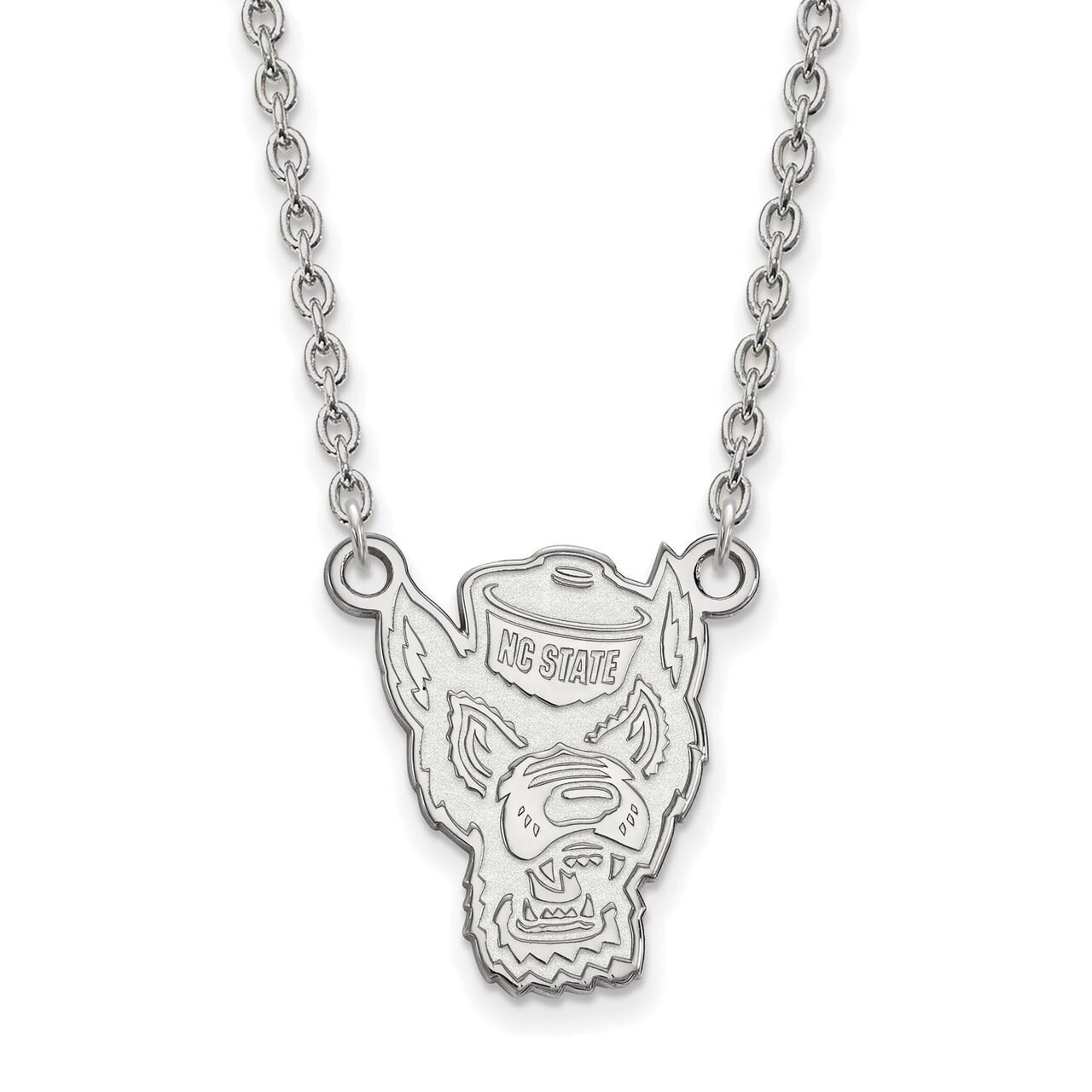 North Carolina State University Large Pendant with Chain Necklace 10k White Gold 1W057NCS-18, MPN: …