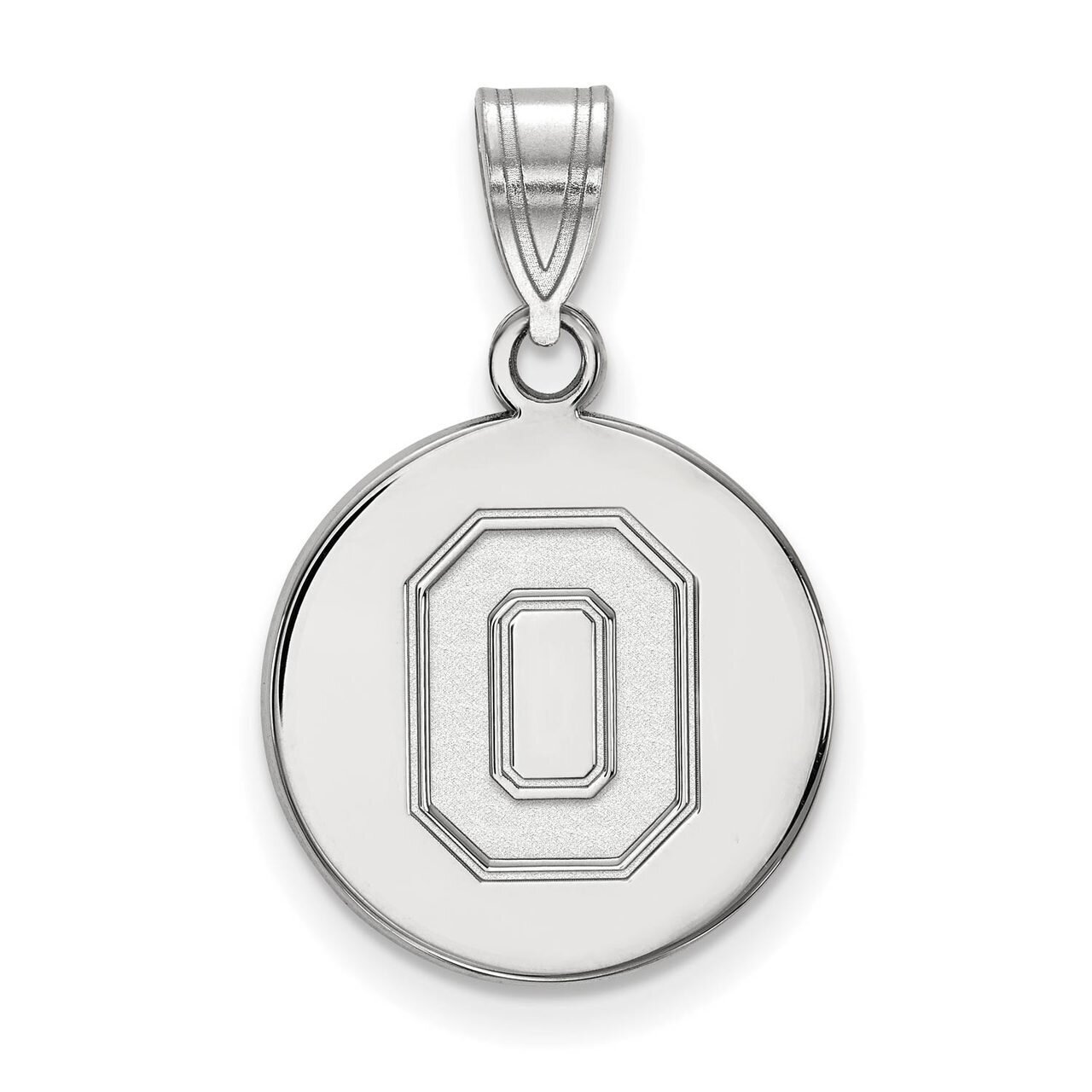 Ohio State University Medium Disc Pendant 10k White Gold 1W062OSU