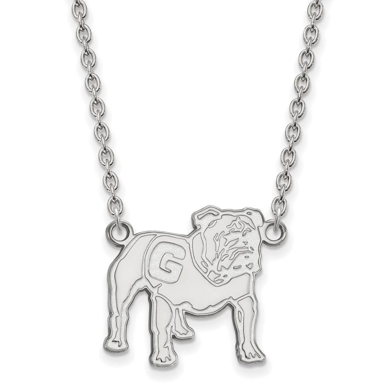 University of Georgia Large Pendant with Chain Necklace 10k White Gold 1W067UGA-18, MPN: 1W067UGA-1…