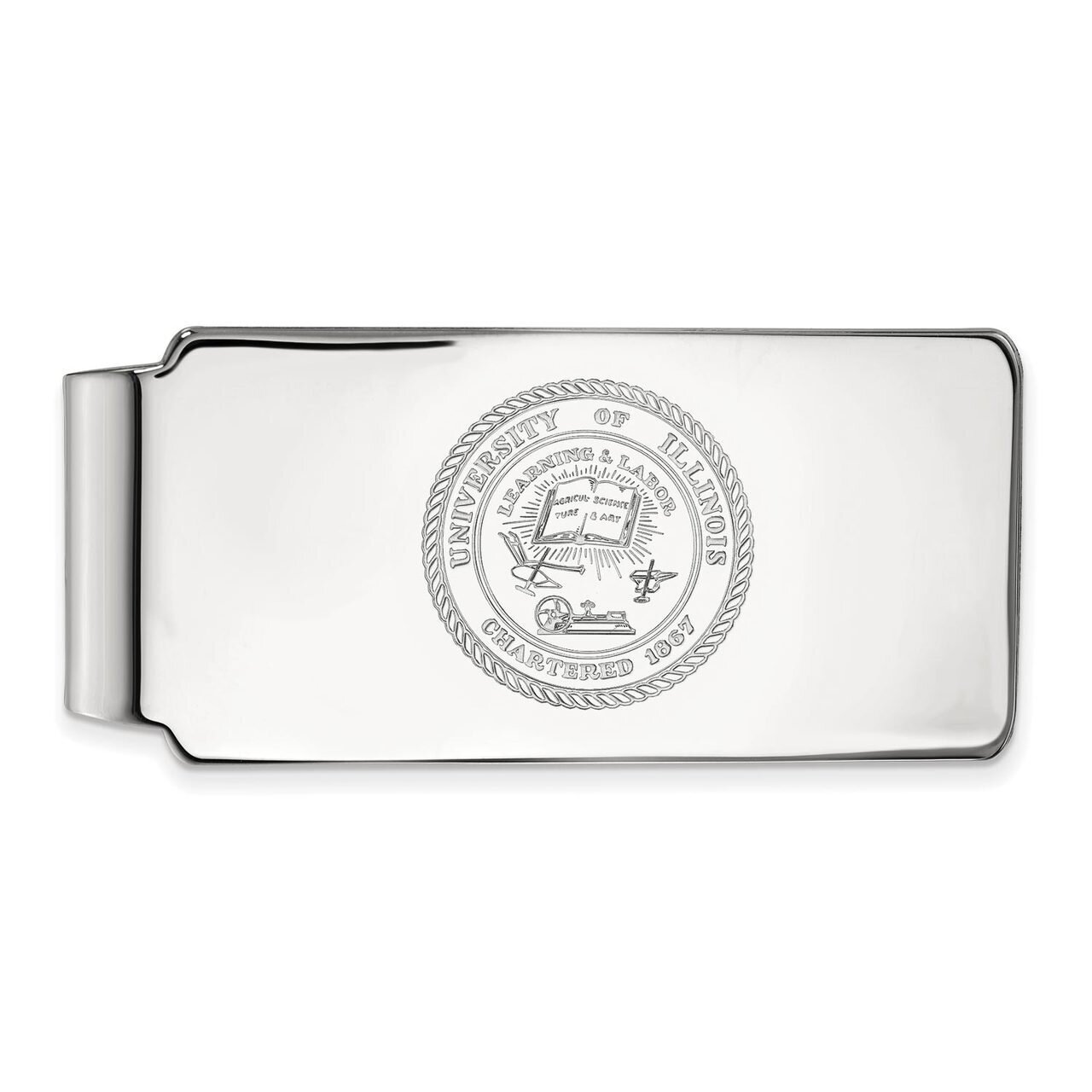 University of Illinois Crest Money Clip 10k White Gold 1W070UIL