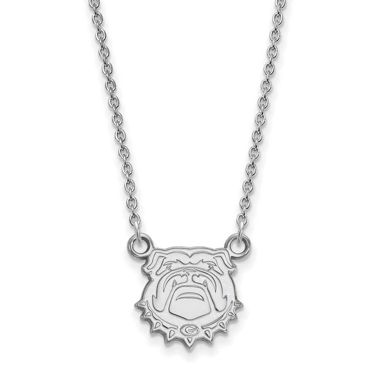 University of Georgia Small Pendant with Chain Necklace 10k White Gold 1W073UGA-18, MPN: 1W073UGA-1…