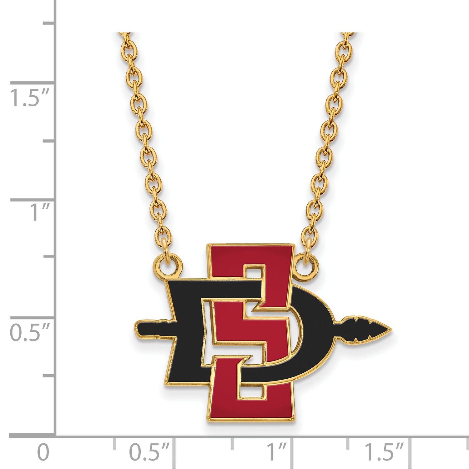 San Diego State University Large Pendant with Chain Necklace 10k Yellow Gold 1Y005SDS-18