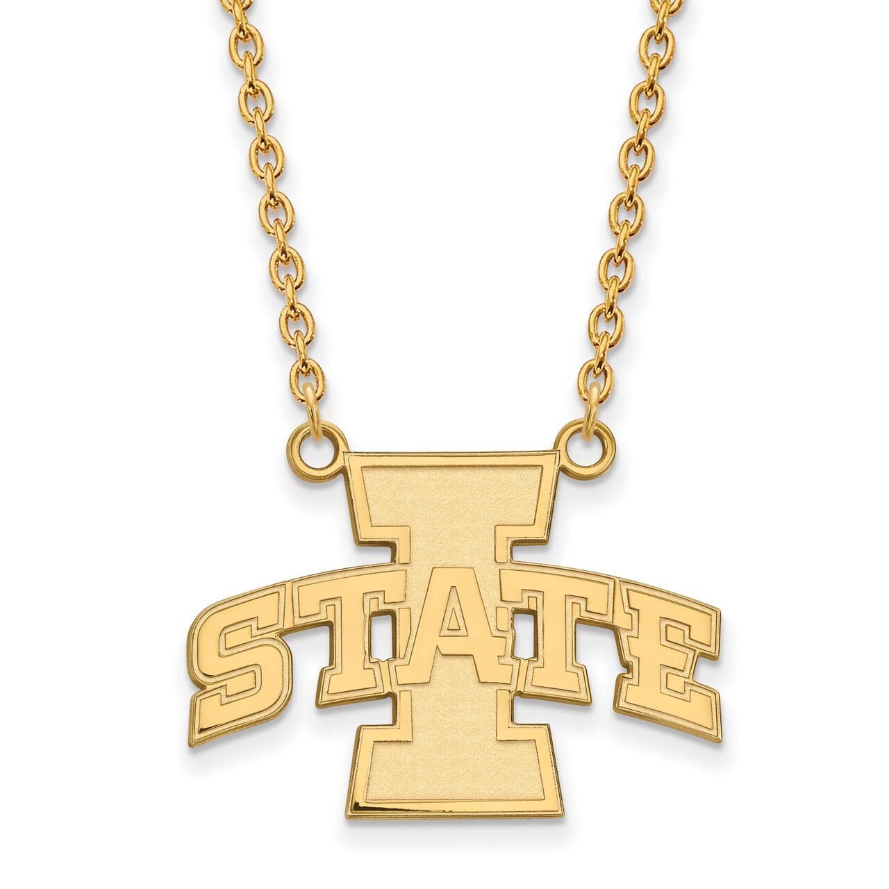 Iowa State University Large Pendant with Chain Necklace 10k Yellow Gold 1Y007IAS-18