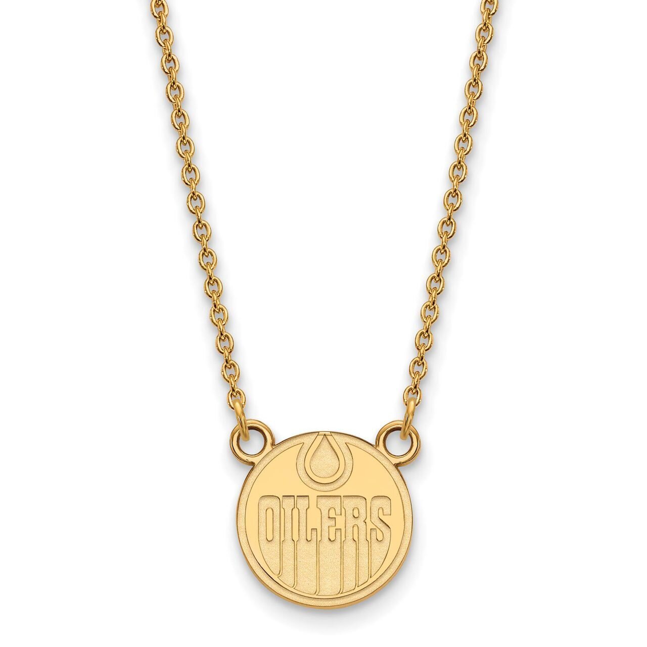 Edmonton Oilers Small Pendant with Chain Necklace 10k Yellow Gold 1Y007OIL-18