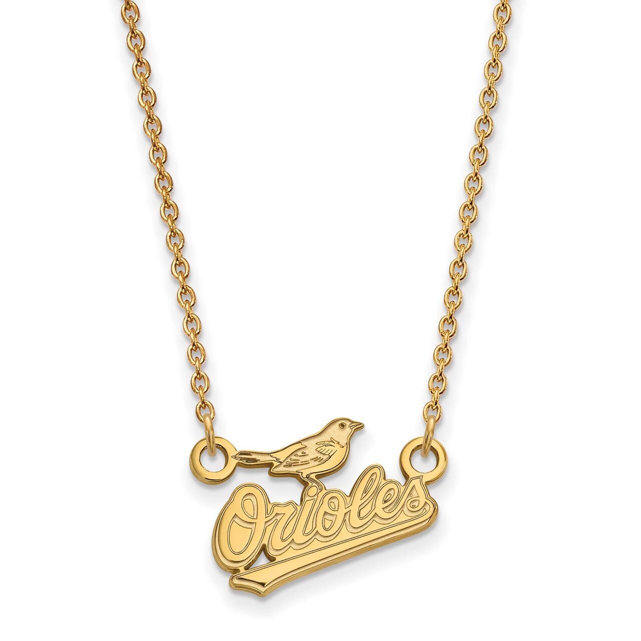 Baltimore Orioles Small Pendant with Chain Necklace 10k Yellow Gold 1Y007ORI-18