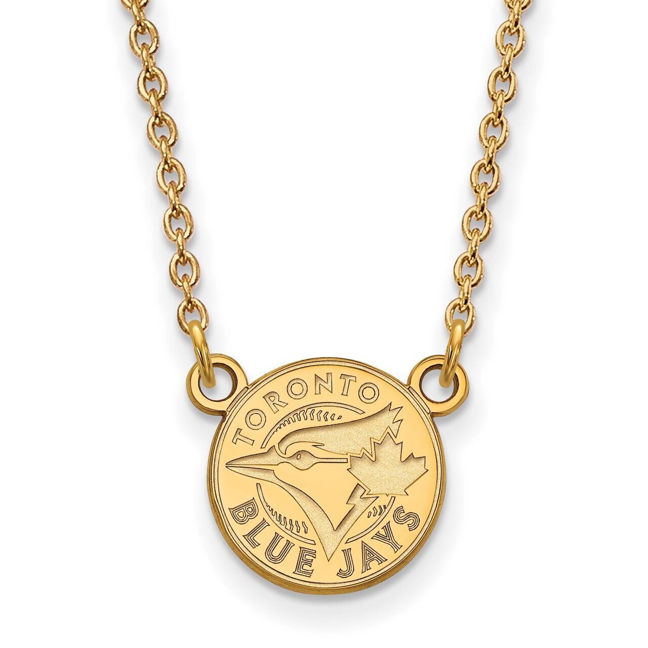 Toronto Blue Jays Small Pendant with Chain Necklace 10k Yellow Gold 1Y008BLU-18