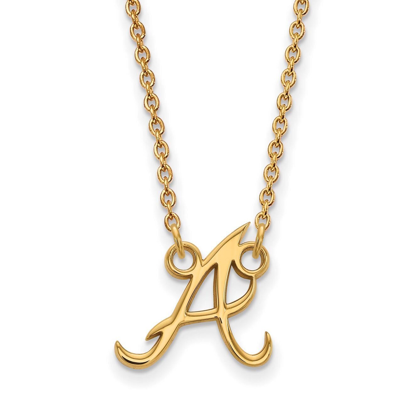 Atlanta Braves Small Pendant with Chain Necklace 10k Yellow Gold 1Y008BRA-18