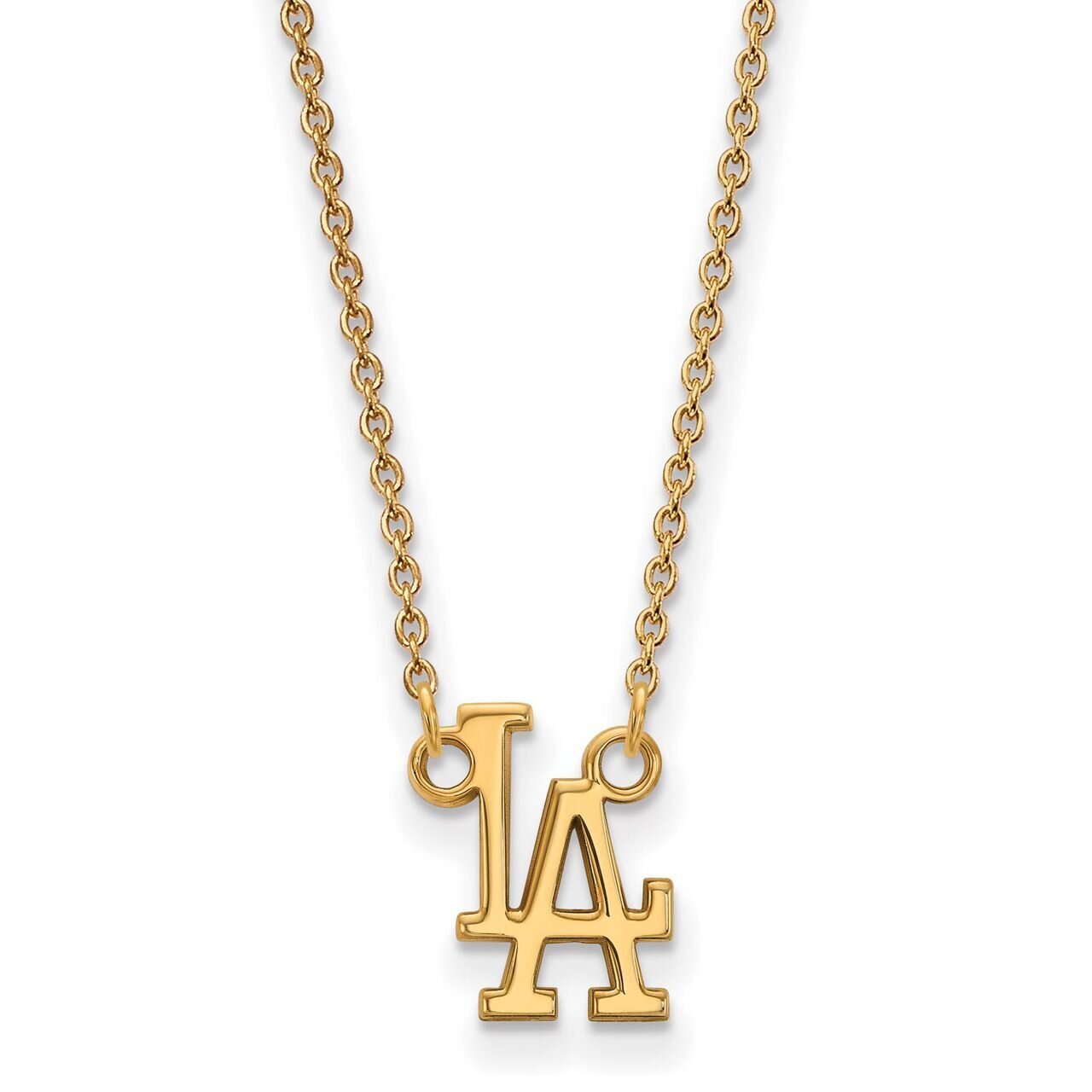 Los Angeles Dodgers Small Pendant with Chain Necklace 10k Yellow Gold 1Y008DOD-18