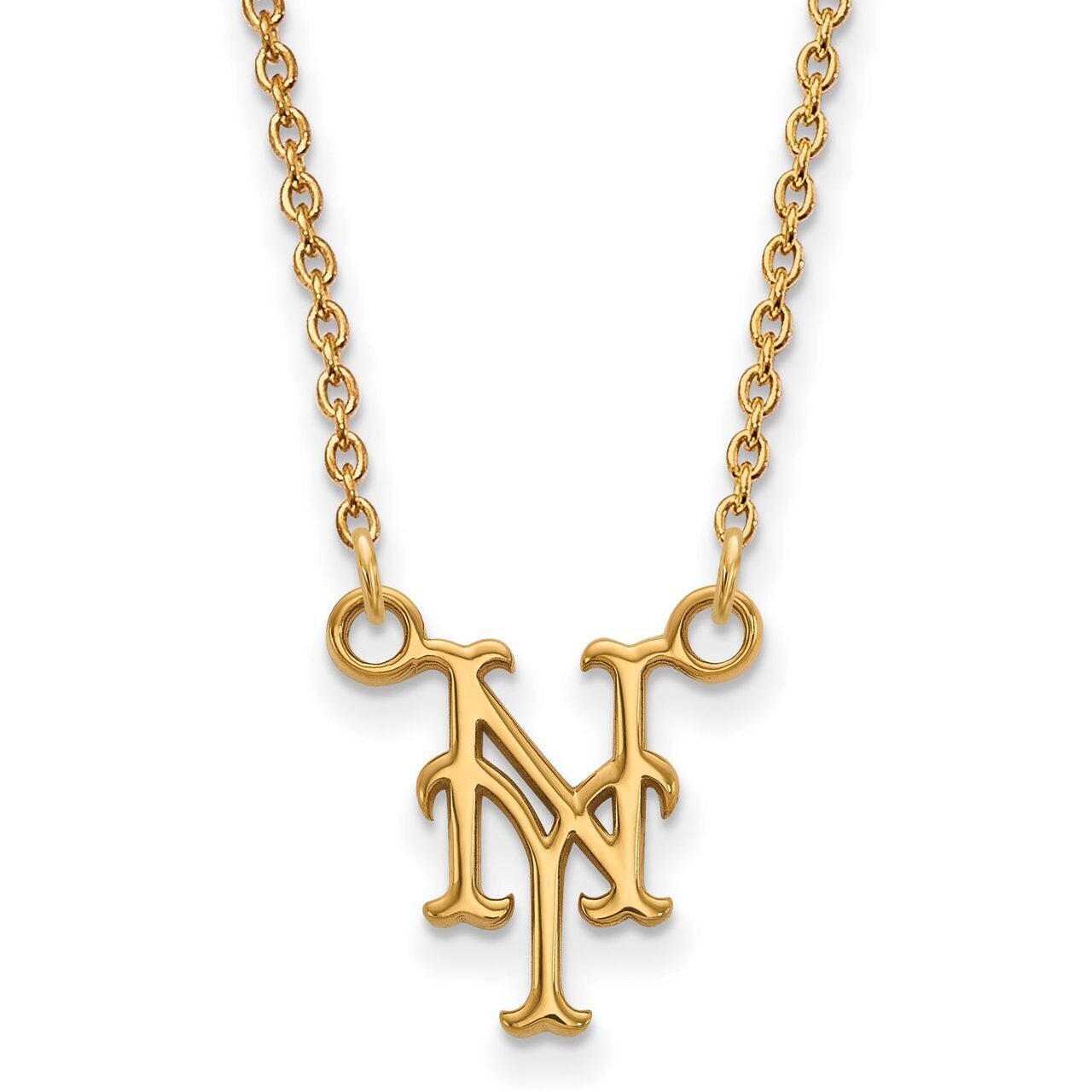 New York Mets Small Pendant with Chain Necklace 10k Yellow Gold 1Y008MET-18