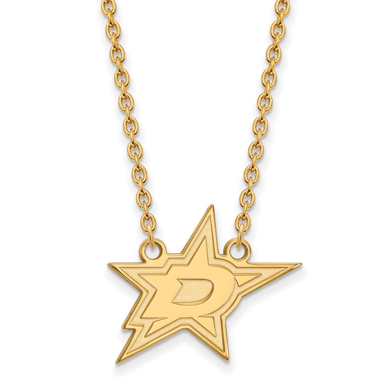 Dallas Stars Large Pendant with Chain Necklace 10k Yellow Gold 1Y008STA-18