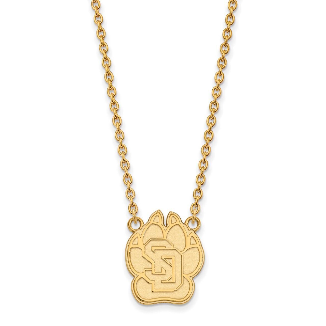 University of South Dakota Large Pendant with Chain Necklace 10k Yellow Gold 1Y008USD-18