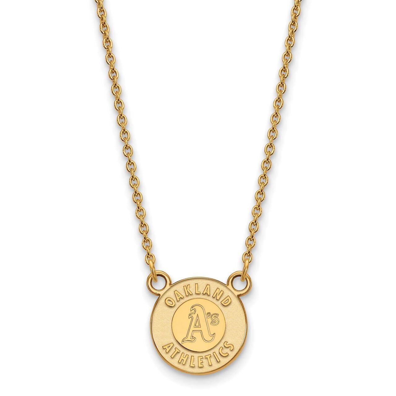 Oakland Athletics Small Pendant with Chain Necklace 10k Yellow Gold 1Y009ATH-18