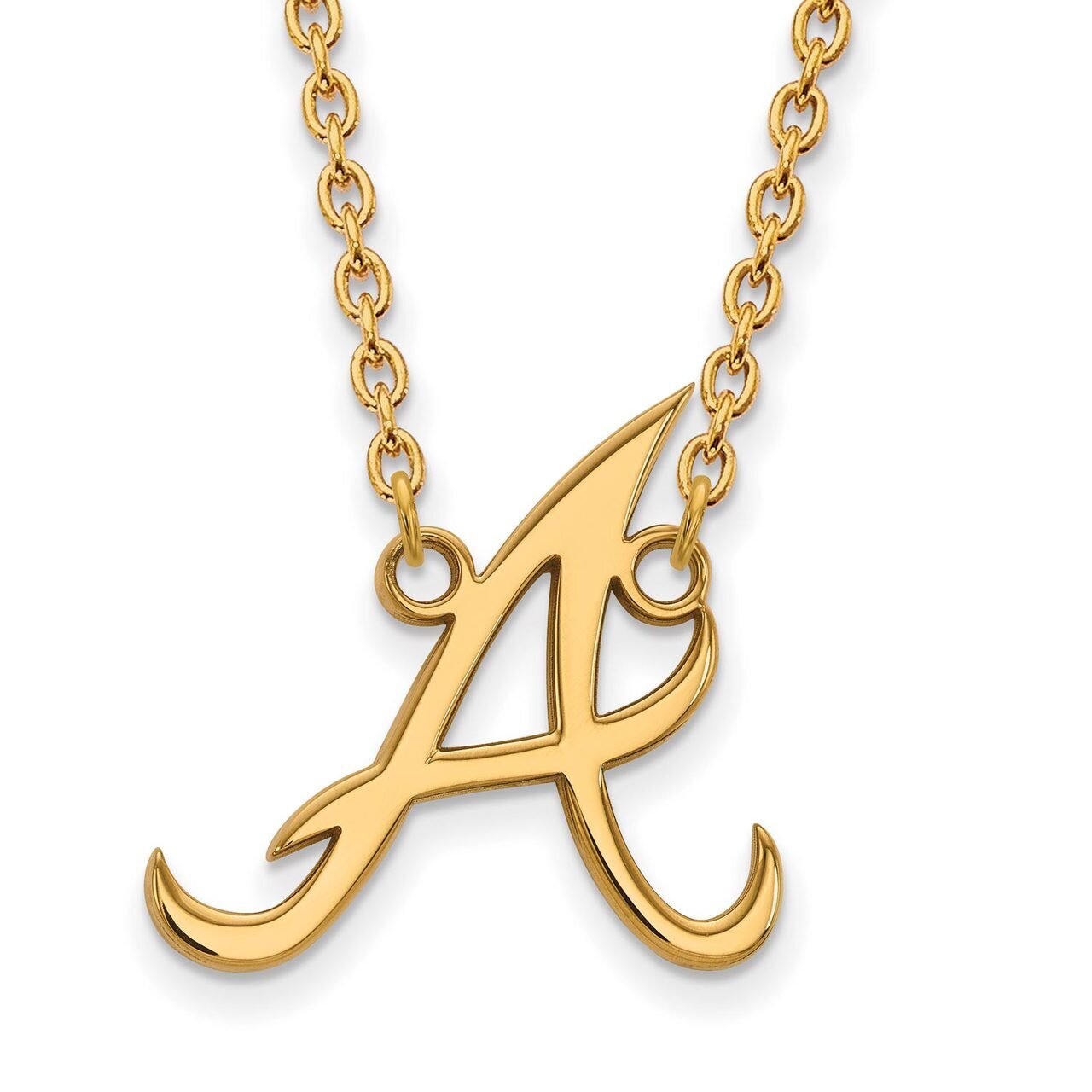 Atlanta Braves Large Pendant with Chain Necklace 10k Yellow Gold 1Y009BRA-18
