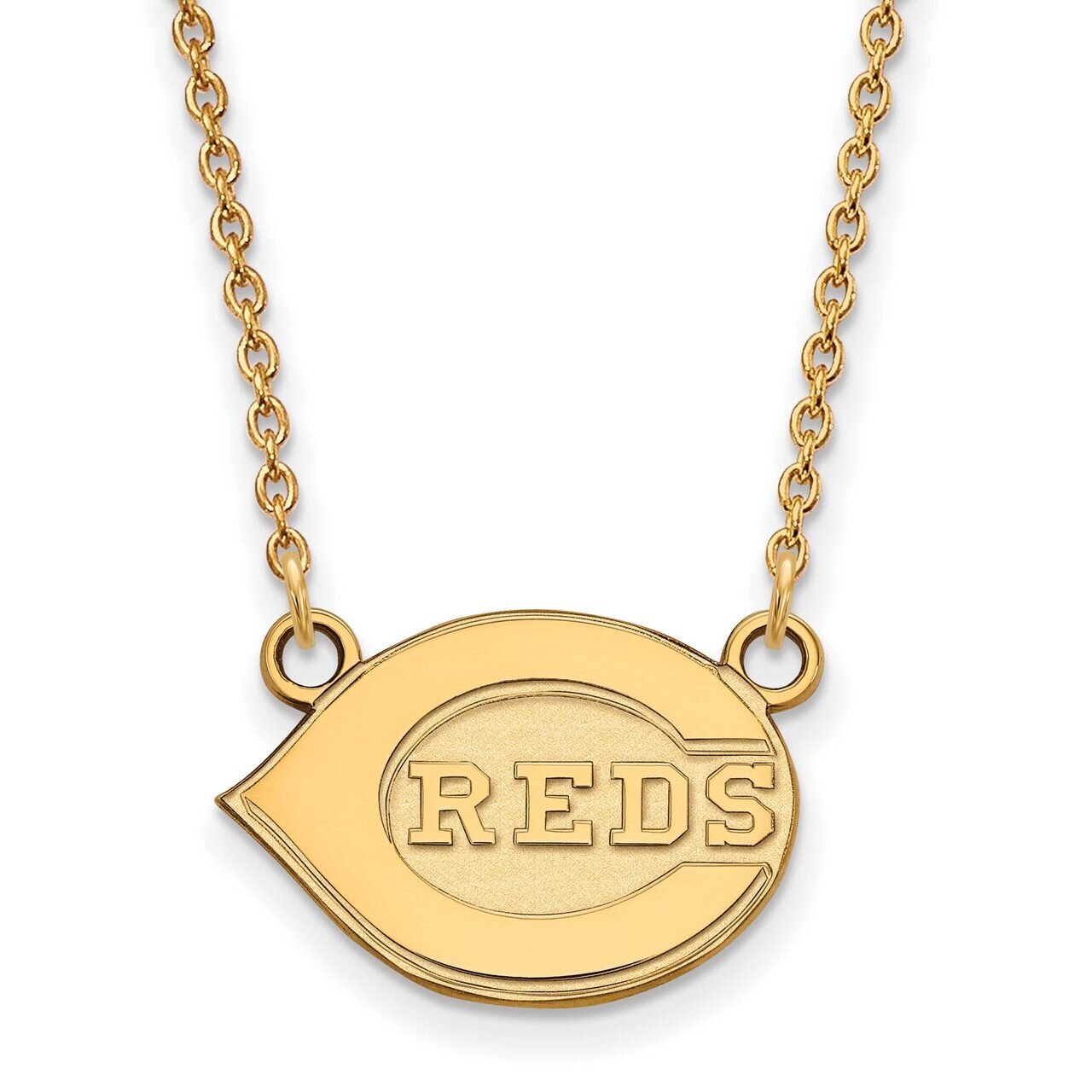 Cincinnati Reds Small Pendant with Chain Necklace 10k Yellow Gold 1Y009RDS-18