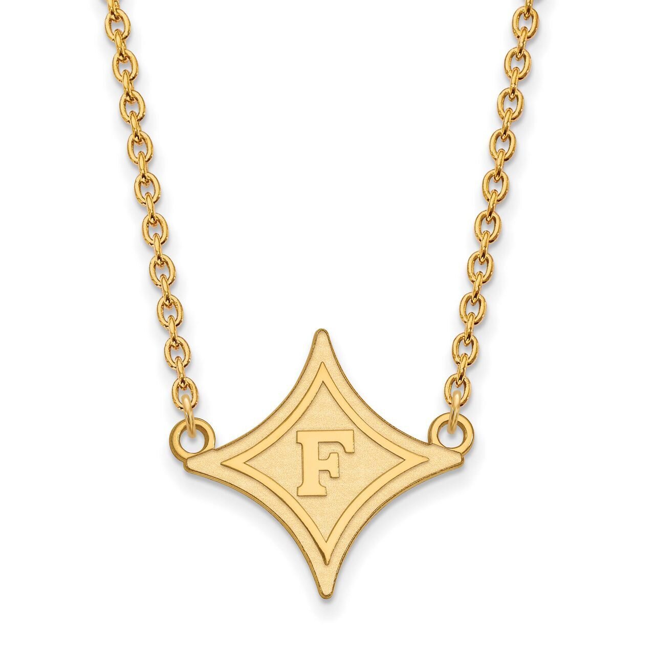Furman University Large Pendant with Chain Necklace 10k Yellow Gold 1Y010FUU-18
