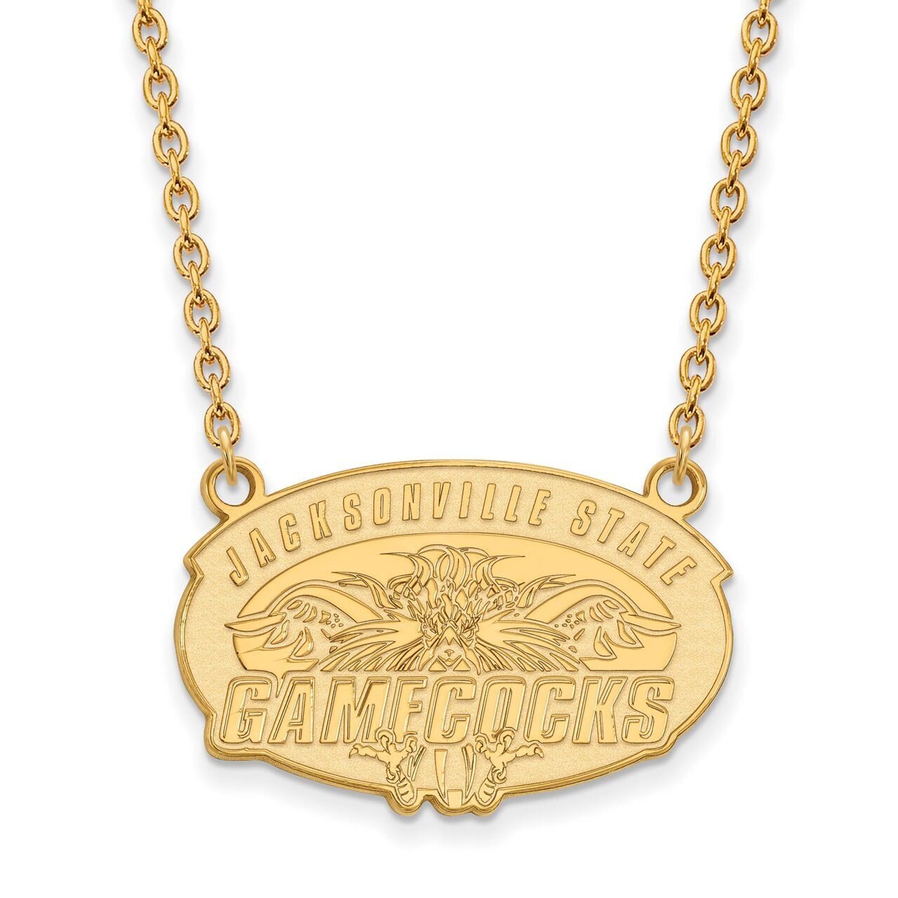 Jacksonville State University Large Pendant with Chain Necklace 10k Yellow Gold 1Y010JAC-18
