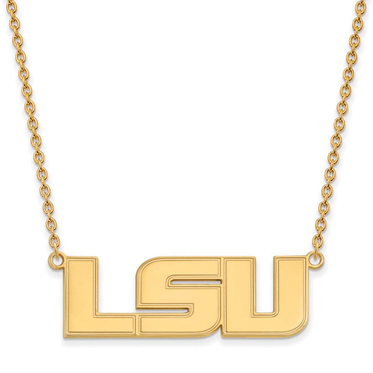 Louisiana State University Large Pendant with Chain Necklace 10k Yellow Gold 1Y010LSU-18
